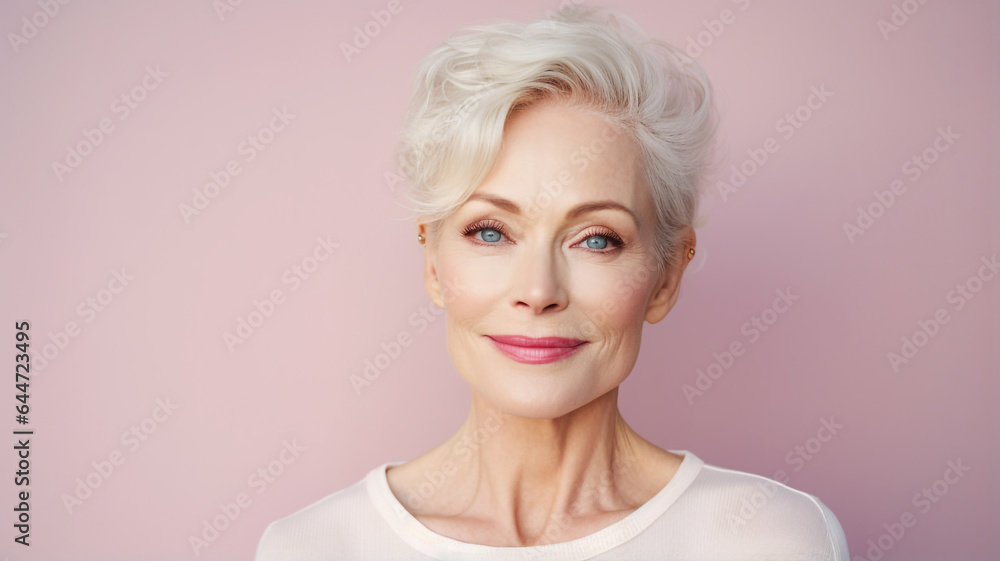 Beautiful mature woman on an solid colored background Beautiful mature woman on an solid colored background