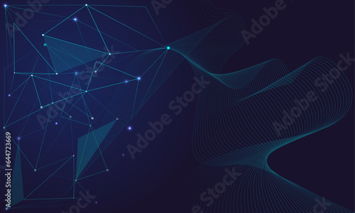 Abstract dark blue background with lines, technology, innovation, geometric, future, concept, vector illusrtation photo