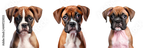 A solitary boxer puppy on a transparent background