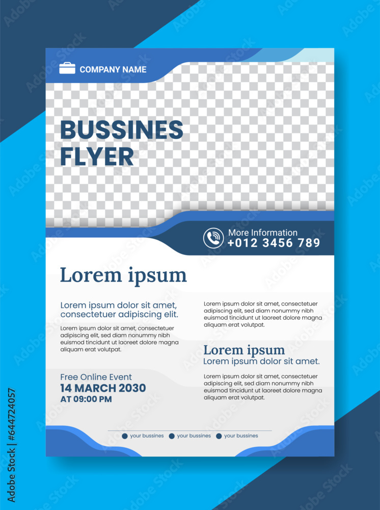 Modern blue business flyer template
