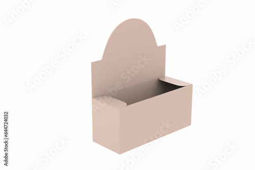 Opened Kraft Box Mockup Isolated On White Background. 3d illustration