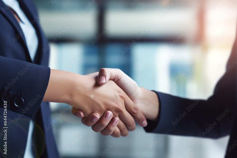 Businesswoman hand shake. Business communication concept. Handshake and marketing.