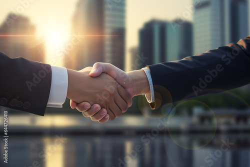 Businessman hand shake. Business communication concept. Handshake and marketing.