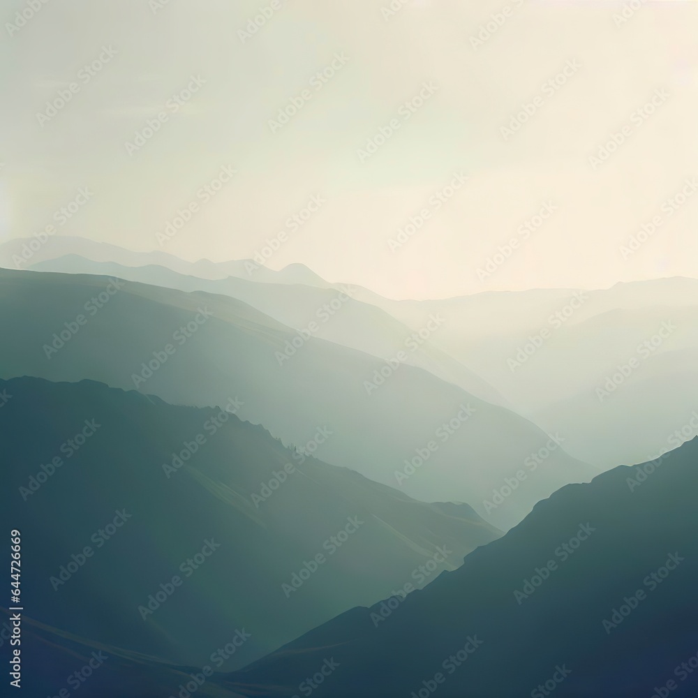 mountain landscape in the pale light of the sun