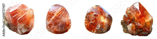This rough sunstone is an orange glittery gemstone transparent background photo