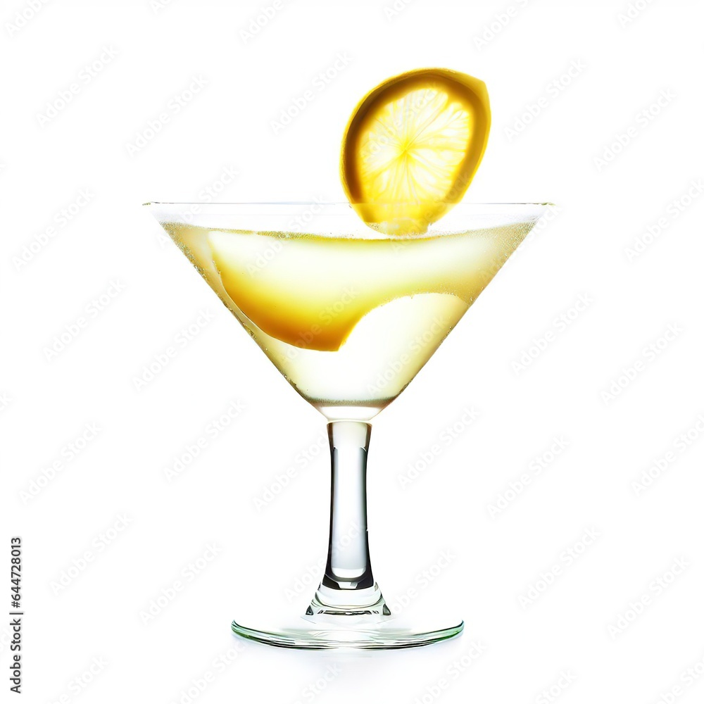 Lemon drop martini cocktail isolated on white background. Lemon drop martini cocktail isolated on white background.