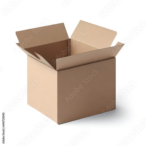 Mockup empty carton box isolated on white background.