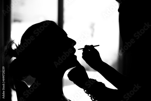 Silhouette mariée, maquillage, ombre chinoise photo