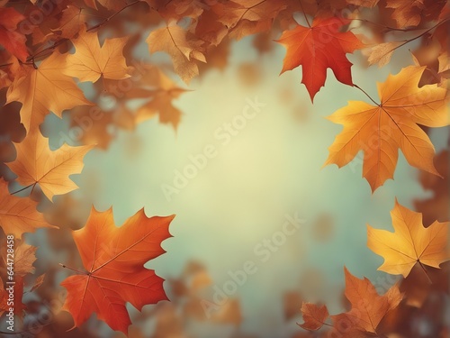 Autumn leaves background. Flat lay, top view