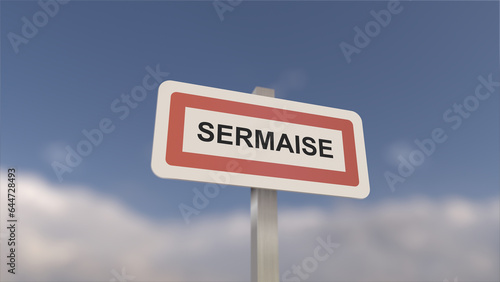 A sign at Sermaise town entrance, sign of the city of Sermaise. Entrance to the town of Essonne.