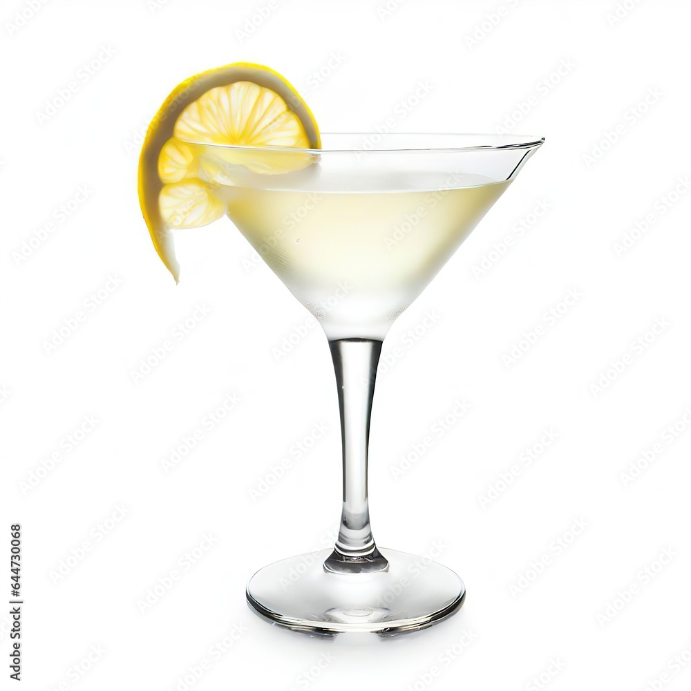Lemon drop martini cocktail isolated on white background. Lemon drop martini cocktail isolated on white background.