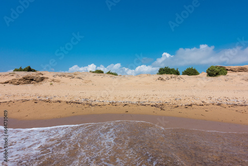 The gorgeous sandy beach of Issos in Corfu island, Greece