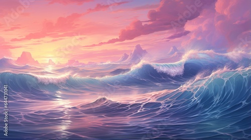 A serene ocean scene with waves of different heights, representing inclusivity