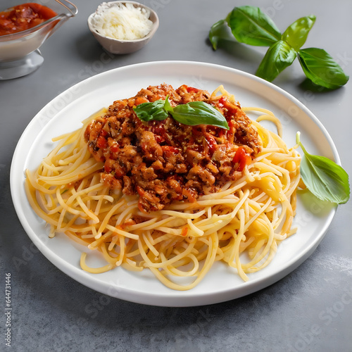 Spaghetti with tomato sauce. 