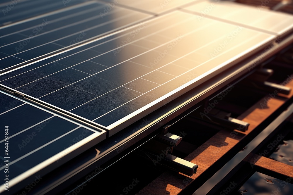 Generative ai closeup of solar panels are storing energy from the sun