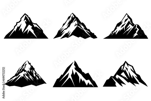 Mountains silhouette collection. Mockups for creating logos, badges, and emblems. Vector illustration