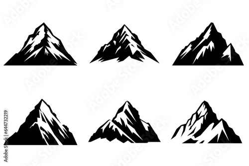 Mountains silhouette collection. Mockups for creating logos, badges, and emblems. Vector illustration