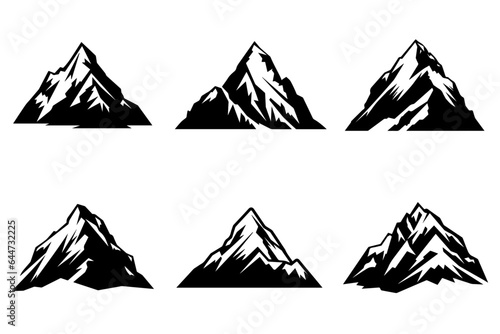 Mountains silhouette collection. Mockups for creating logos, badges, and emblems. Vector illustration