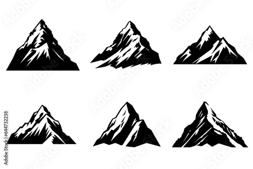 Mountains silhouette collection. Mockups for creating logos  badges  and emblems. Vector illustration
