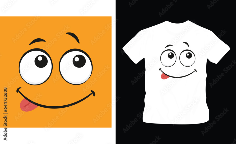 Cartoon face expressions. happy surprised faces, doodle characters mouth and eyes illustration cool shirt design editable template Cartoon face expressions. happy surprised faces, doodle characters mouth and eyes illustration cool shirt design editable template