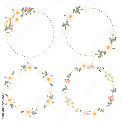 cute simple daisy wild flower bouquet wreath frame collection