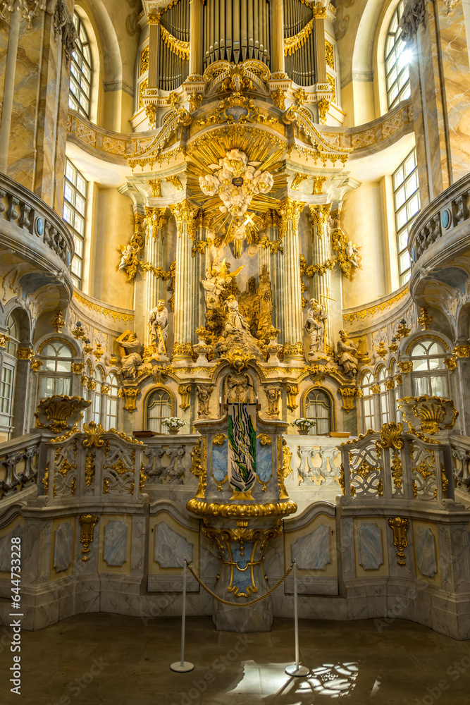 The Dresden Frauenkirche (Church of Our Lady) is a Lutheran church in Dresden, the capital of the German state of Saxony