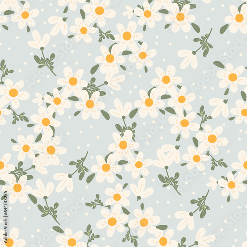 cute simple daisy wild flower pastel seamless pattern