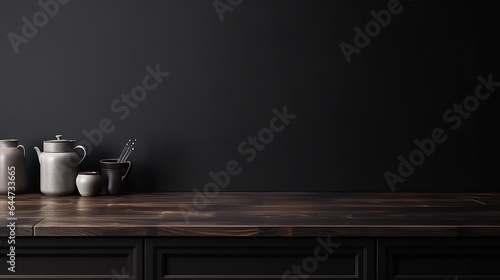 3d copy space concept, Empty table marble black countertop in background
