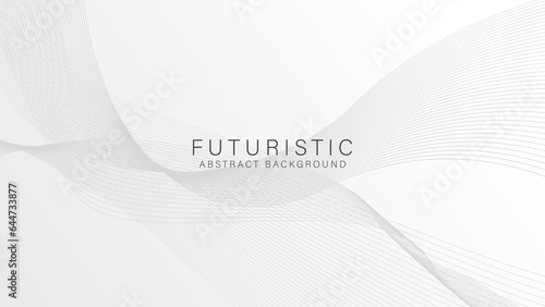 Futuristic gray white background with line wave pattern, Banner background modern style template. Vector illustration