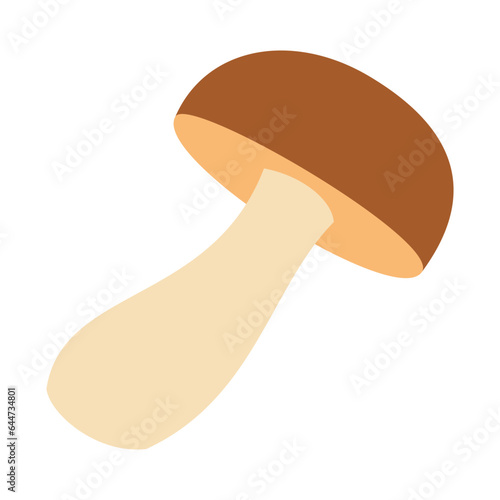 One mushroom isolated on white background, autumn vector illustration for your design.