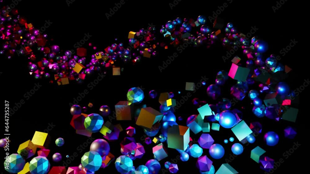 Abstract background 3D animation shiny particles and objects flowing in space. Great for scientific, technological, industrial, futuristic, sci-fi Abstract background 3D animation shiny particles and objects flowing in space. Great for scientific, technological, industrial, futuristic, sci-fi