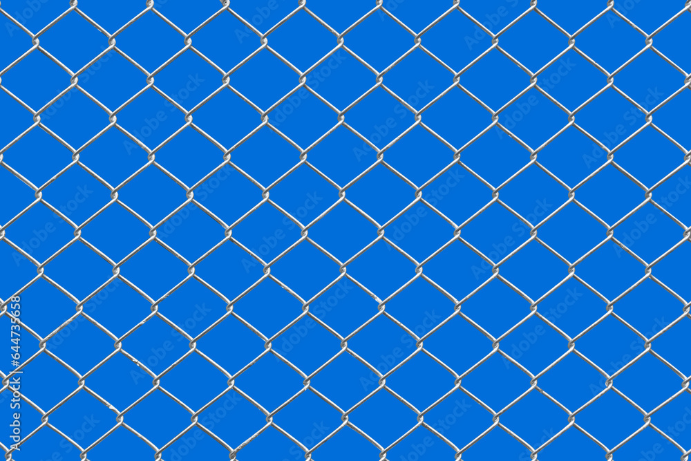 Chain link fencing isolated on blue background. Chain link fencing isolated on blue background.