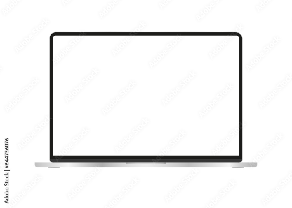 Realistic Silver Notebook with Blank Screen. 16 inch Scalable Laptop computer. Can be Used for Project, Presentation. Blank Device Mock Up. Separate Groups and Layers. Vector illustration Realistic Silver Notebook with Blank Screen. 16 inch Scalable Laptop computer. Can be Used for Project, Presentation. Blank Device Mock Up. Separate Groups and Layers. Vector illustration