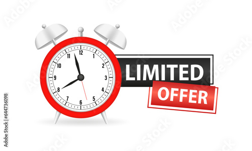 Limited offer icon with time countdown. Super promo with countdown or exclusive deal. Last minute offer one day sales and timer. Last minute chance Auction tag. Vector illustration