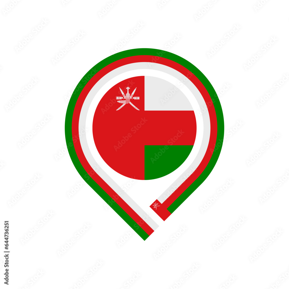 oman flag map pin icon. vector illustration isolated on white background oman flag map pin icon. vector illustration isolated on white background