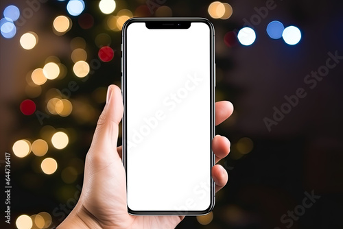 Smartphone with transparent cut out. Concept of Christmas shopping, preparations or deals and things to be done in December.