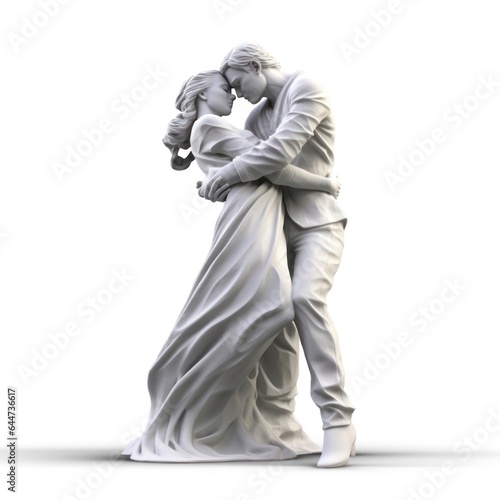 statue of a couple in white background