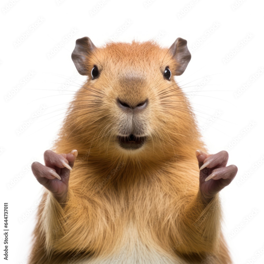 funny capybara expression on white background funny capybara expression on white background