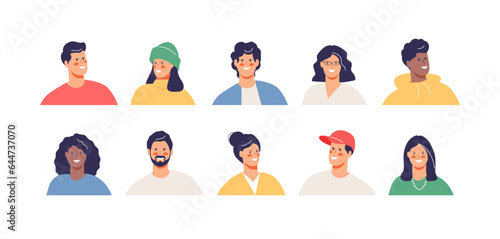 Different people faces user avatars set