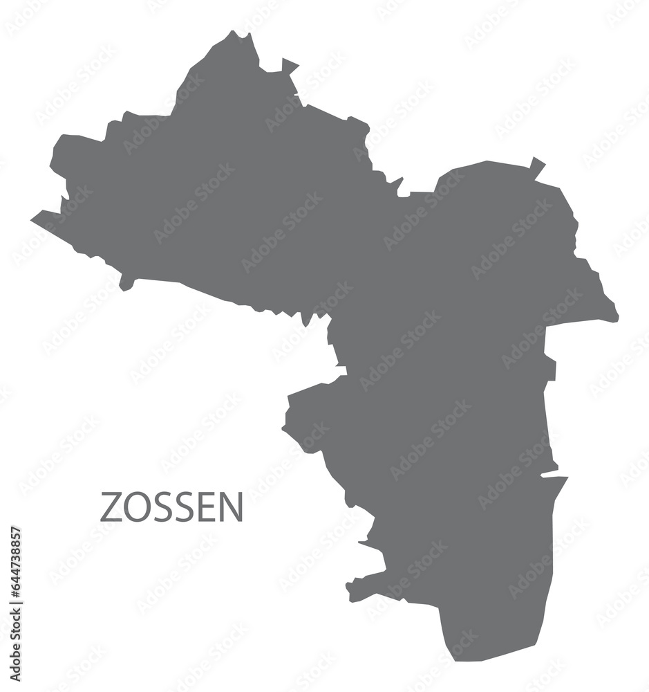 Zossen German city map grey illustration silhouette shape