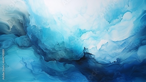 Background of abstract art with a grungy blue paint effect. .