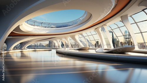Beautiful internal architecture of a contemporary, futuristic skyscraper. .