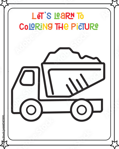 vector graphic illustration of truck for education children's coloring book