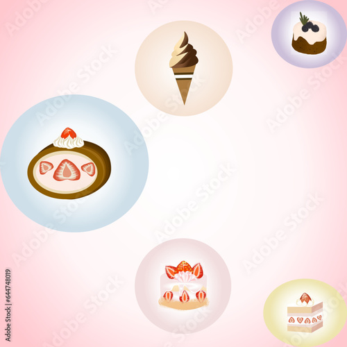 Collection of icon dessert ice cream and cake for decorating space Backgrounds 