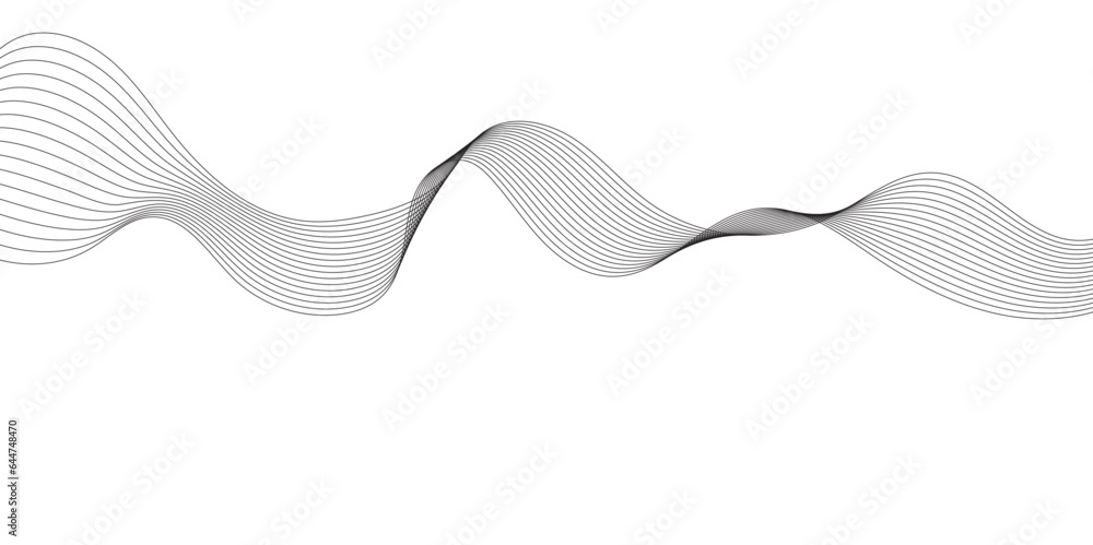 Abstract grey, white smooth element technology wave modern stream transparent background. Abstract wave line for banner, frequency sound wave, twisted curve lines with blend effect.