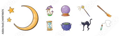 Magic Objects and Items for Wizardry and Sorcery Vector Set