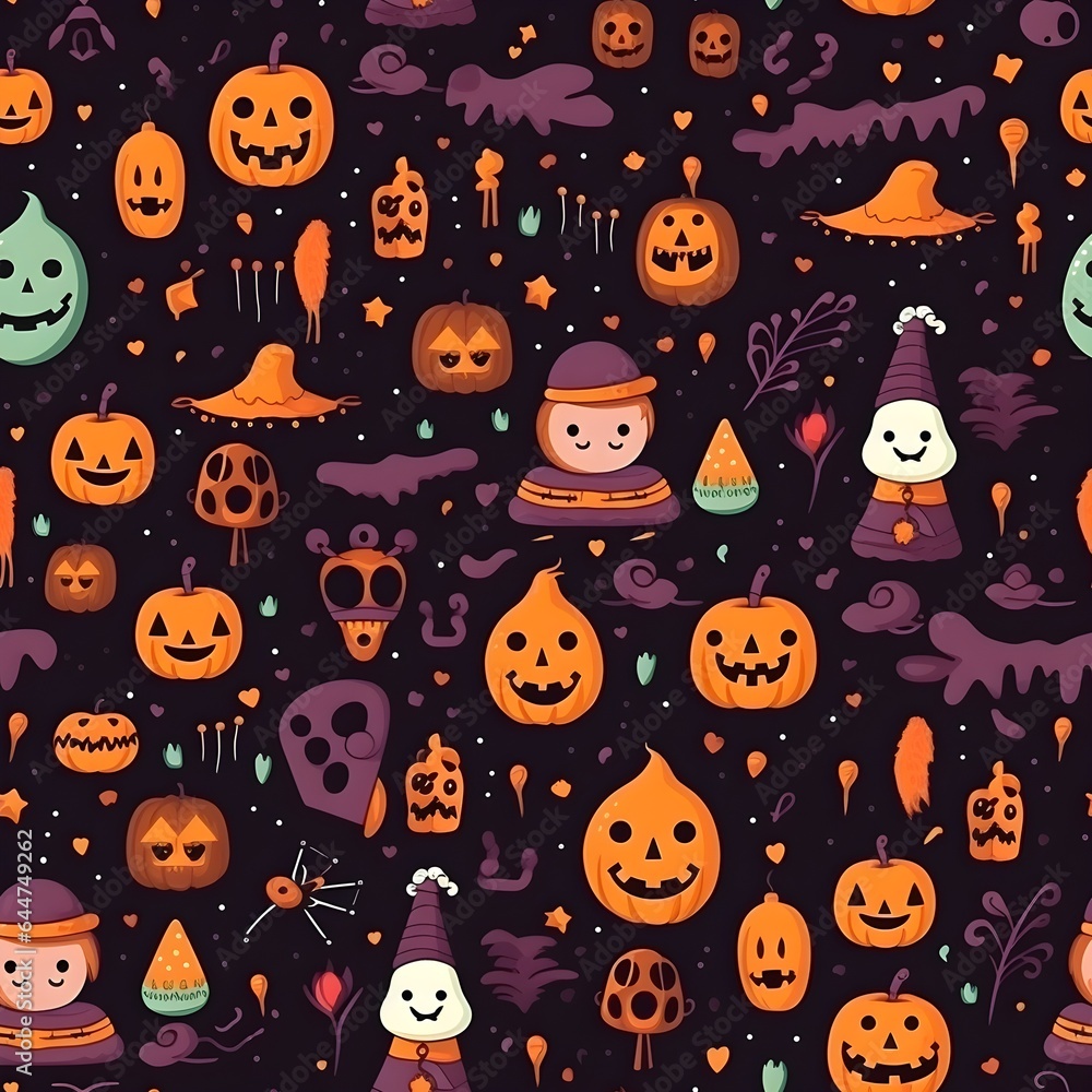 Herbst und Halloween Muster, nahtlos, Muster für Kinder, Kürbisse, Nahtlosmuster, Hintergrund, Blätter, Laub, Zauberei, zauberhaft Herbst und Halloween Muster, nahtlos, Muster für Kinder, Kürbisse, Nahtlosmuster, Hintergrund, Blätter, Laub, Zauberei, zauberhaft