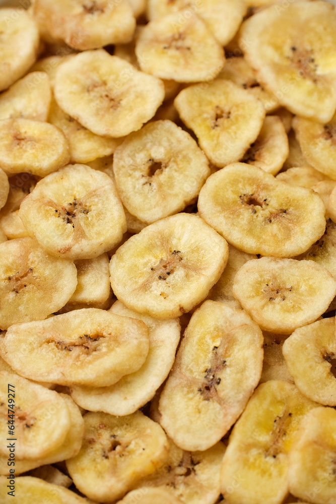 Sliced Baked Banana Chips close up