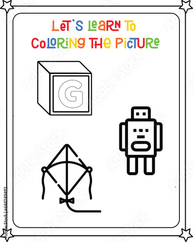 vector graphic illustration of bicycle for education children's coloring book