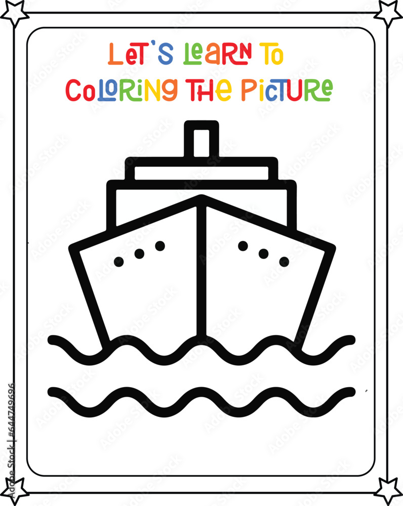 vector graphic illustration of ship drawing for children's coloring book vector graphic illustration of ship drawing for children's coloring book